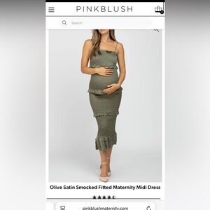 Olive Green Strapless Ruffle Dress - maternity